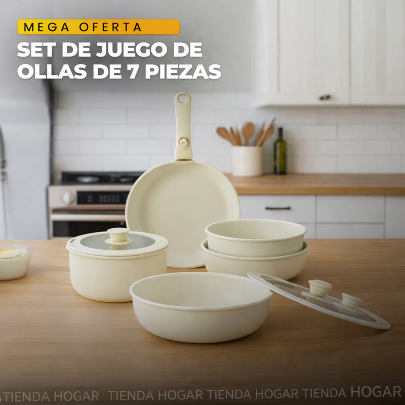 Juego de ollas de 7 piezas virales con mango desmontable